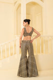 Stylish Crop Top Pant Set with Embroidered Jacket Pant Set