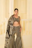 Stylish Crop Top Pant Set with Embroidered Jacket Pant Set