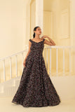 Heavy Sequins Gown With off Sholder Neckline