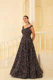 Heavy Sequins Gown With off Sholder Neckline