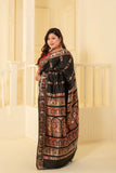 Elegant black pure vishnupuri silk baluchari saree