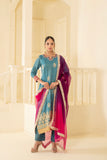 Heavy gotta patti embroidered suit set with luxurious ombre dupatta