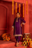 Purple kurta set in silk blended with tulip pants