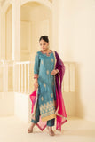 Heavy gotta patti embroidered suit set with luxurious ombre dupatta