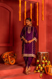 Purple kurta set in silk blended with tulip pants