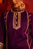 Purple kurta set in silk blended with tulip pants