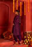 Purple kurta set in silk blended with tulip pants