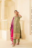 Heavy gotta patti embroidered suit set with luxurious ombre dupatta