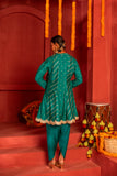 Teal green blended silk kurta Set