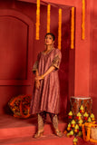 Mauve Silk blended Kurta set with embroidery work