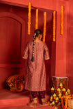 Mauve Silk blended Kurta set with embroidery work