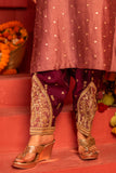 Mauve Silk blended Kurta set with embroidery work