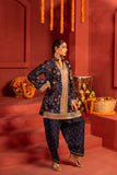 Blue blended silk lace work kurta set