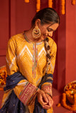 Red Kurta set in blended silk with dupatta in contrast colors