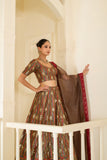 DREAMY DRAPE LEHENGA SET WITH DELICATE PATTERNS AND NECKLINE