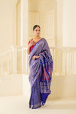 Charming cobalt blue pure vishnupuri silk swarnchari saree