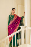 Versatile green & magenta pure vishnupuri silk baluchari saree