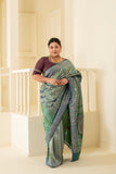 Timeless beauty of green pure vishnupuri silk swarnchari saree