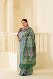 Timeless beauty of green pure vishnupuri silk swarnchari saree