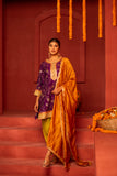 Purple kurta set in silk blended with tulip pants