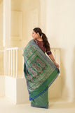 Timeless beauty of green pure vishnupuri silk swarnchari saree