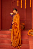 Purple kurta set in silk blended with tulip pants