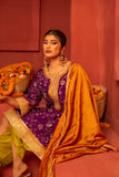 Purple kurta set in silk blended with tulip pants