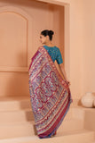 Timeless maroon with blue touch pure vishnupuri silk baluchari saree