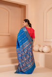 Elegant blue pure vishnupuri silk baluchari saree