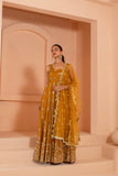 Sleeveless heavy embroidered anarkali set with embroidered dupatta