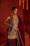 Grey Silk blended Kurta set with lace work