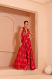 Embroidered Gown with Stylish Neckline