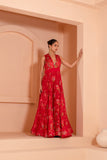 Embroidered Gown with Stylish Neckline