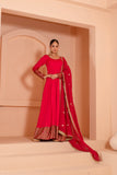 Versatile Anarkali suit set with border and an embroidered dupatta