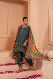 Heavy embroidered flaired short kurti dupatta set with embroidered stylish salwar.