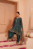 Heavy embroidered flaired short kurti dupatta set with embroidered stylish salwar.