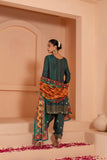 Heavy embroidered flaired short kurti dupatta set with embroidered stylish salwar.