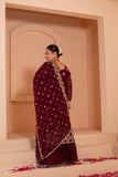 Versatile embroidered dupatta set with embroidered flared botom.