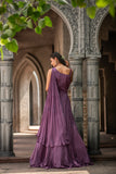 Plum Majesty Layered Evening Gown