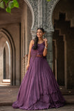 Plum Majesty Layered Evening Gown