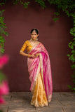 Royal Bloom in Golden Drape Saree