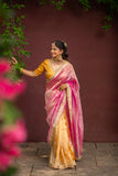 Royal Bloom in Golden Drape Saree