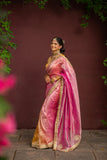 Royal Bloom in Golden Drape Saree
