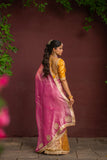 Royal Bloom in Golden Drape Saree