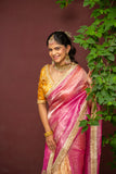 Royal Bloom in Golden Drape Saree