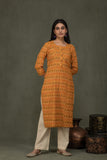 Pure cotton  pochampally  ikkat weave kurta with  conrast bottom and dupatta