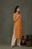 Pure cotton  pochampally  ikkat weave kurta with  conrast bottom and dupatta