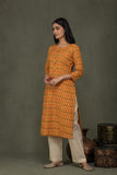 Pure cotton  pochampally  ikkat weave kurta with  conrast bottom and dupatta