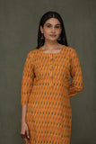 Pure cotton  pochampally  ikkat weave kurta with  conrast bottom and dupatta