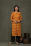 Pure cotton  pochampally  ikkat weave kurta with  conrast bottom and dupatta